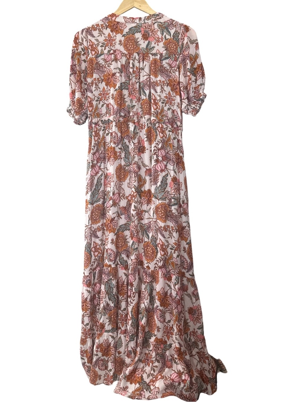 Knox Rose Pink and Rust Floral Tiered Maxi Dress pumpkins print Medium - Picture 3 of 7